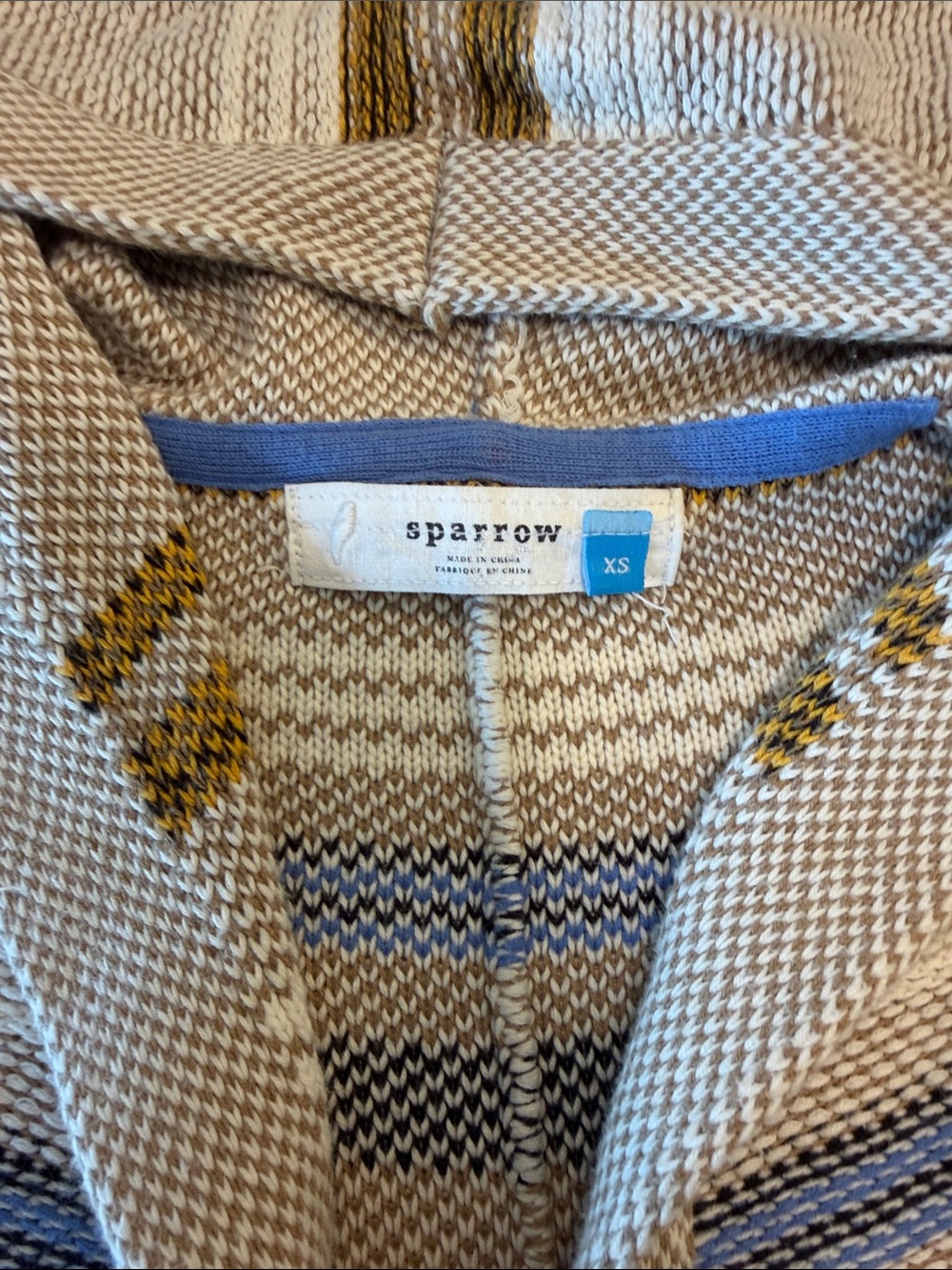 sparrow Hooded Striped Cardigan - Beige, Blue, Rust, Olive - Picture 2 of 3